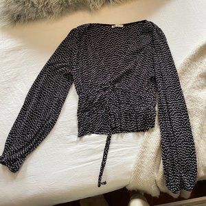 Zara Pleated Polka Dot Blouse